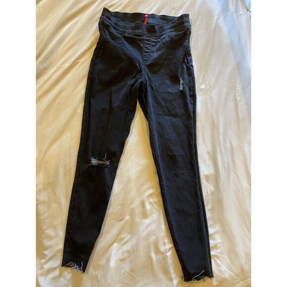 SPANX Denim - SPANX Ankle Skinny Distressed/Torn, Black Jeans Jeggings-Med
